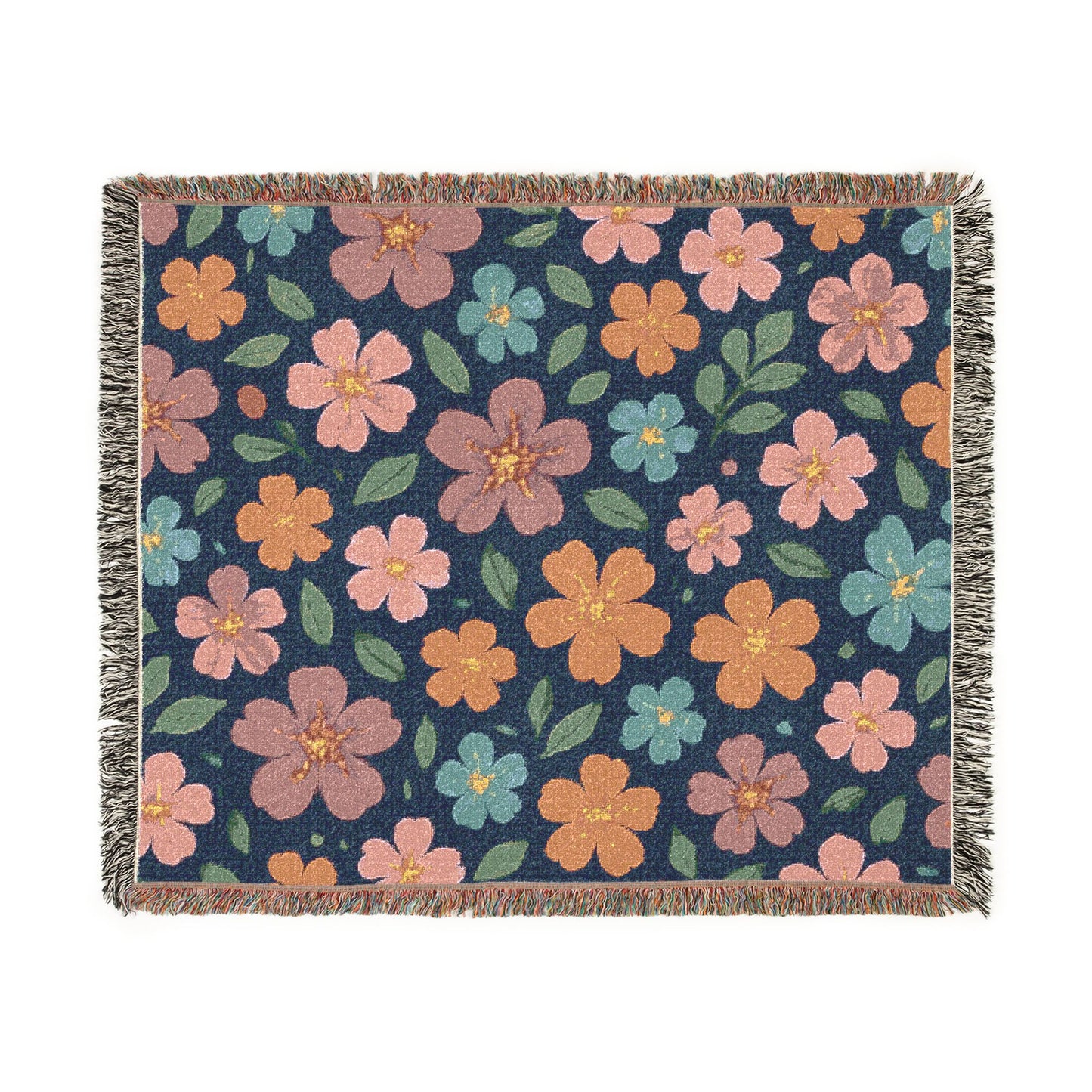 Retro Floral Woven Beach Throw