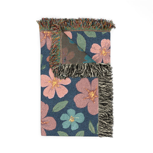 Retro Floral Woven Beach Throw